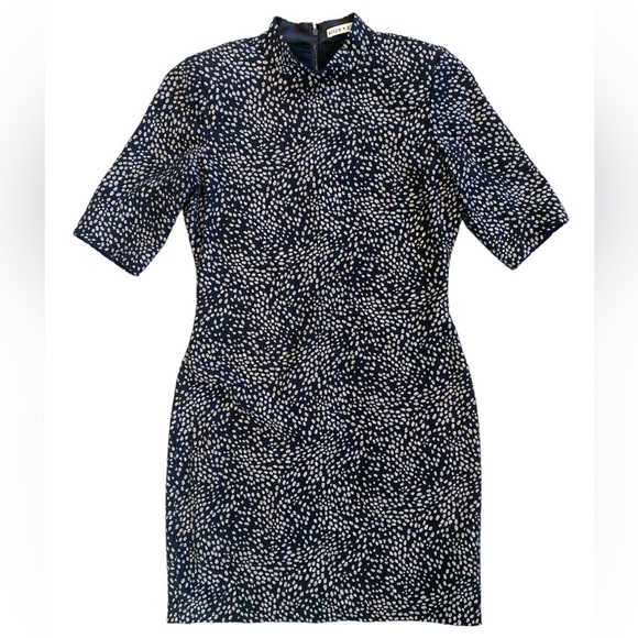 Alice + Olivia Inka Silver Glitter Mock Neck Short Sleeve Mini Dress‎ - Picture 2 of 7